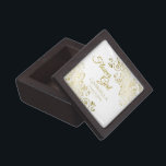 Flower Girl Mini Jewellery Keepsake Box Wedding Gi<br><div class="desc">This beautiful mink jewellery or keepsake box is designed as a wedding gift or favour for Flower Girls. Designed to coordinate with our Gold Foil Elegant Wedding Suite, it features a gold faux foil flourish border with the text "Flower Girl" as well as a place to enter her name, the...</div>