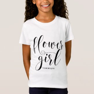 Flower Girl Modern Calligraphy Personalized T-Shirt