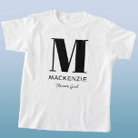 Flower Girl Monogram Name T-Shirt<br><div class="desc">Modern typography minimalist monogram name design which can be changed to personalize. Ideal for a Flower Girl at the Bridal Shower or Bachelorette party,  or as a fun wedding party favour or gift.</div>