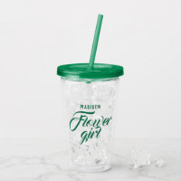 Flower Girl Name Green Script Bridal Wedding Gift