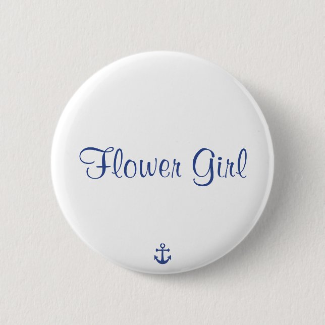 Flower Girl Nautical Wedding Buttons (Front)