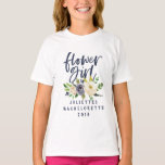 Flower girl navy floral watercolor t-shirt<br><div class="desc">Navy floral flower girl bachelorette bridal shower watercolor design. The perfect coordinating way to celebrate your upcoming wedding, or t-shirt to wear while getting ready for your big day. Make your life easier with this thoughtful wedding gift for your friend, sister, mom, aunt, daughter, or niece. Show someone special you...</div>