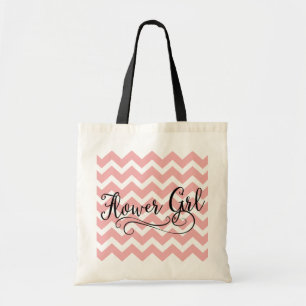 Flower Girl Pastel Pink Chevron Tote Bag