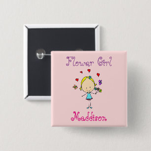 Flower Girl Personalised 2 Inch Square Button
