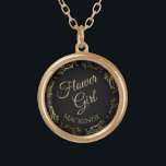 Flower Girl Personalized Wedding Necklace Gift<br><div class="desc">This beautiful gold plated necklace is designed as a wedding gift or favour for flower girls. Designed to coordinate with our Gold Foil Elegant Wedding Suite, it features a gold faux foil flourish border with the text "Flower Girl" as well as a place to enter her name. Beautiful way to...</div>
