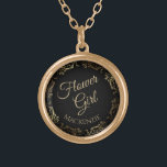 Flower Girl Personalized Wedding Necklace Gift<br><div class="desc">This beautiful gold plated necklace is designed as a wedding gift or favour for flower girls. Designed to coordinate with our Gold Foil Elegant Wedding Suite, it features a gold faux foil flourish border with the text "Flower Girl" as well as a place to enter her name. Beautiful way to...</div>