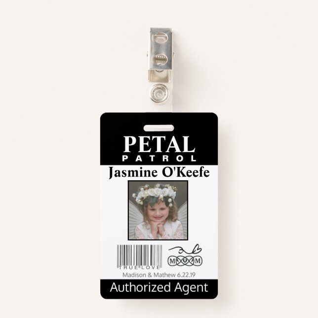 flower Girl Petal Patrol Badge (Front with Clip)