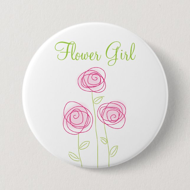 Flower Girl Pretty Posies Rehearsal Button (Front)