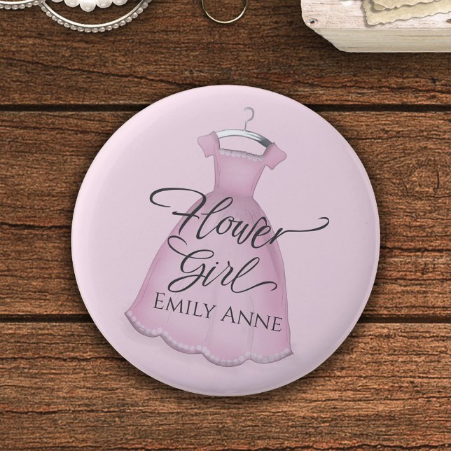 Flower Girl Pretty Wedding Cute Personalized 2 Inch Round Button (Creator Uploaded)