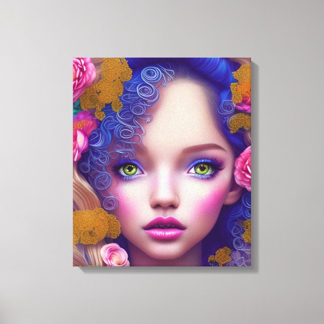 Flower Girl Princess Inspired by Ukrainian Culture Canvas Print (Front)