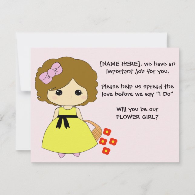 Flower Girl Proposal - Brunette Invitation (Front)