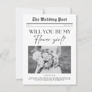 Flower Girl proposal, Custom Newspaper Postcard