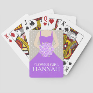 Flower girl purple name wedding playing cards