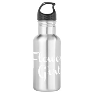 Flower Girl Retro Script White on Grey 532 Ml Water Bottle