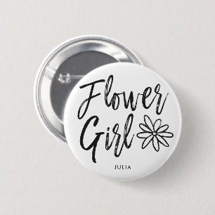 Flower Girl   Script Style Custom Wedding 2 Inch Round Button