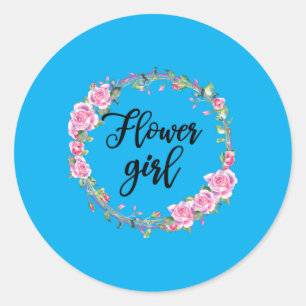 Flower Girl Shirt Girls Wedding Matching Bridal Classic Round Sticker