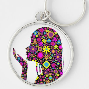 FLOWER GIRL SILHOUETTE KEYCHAIN