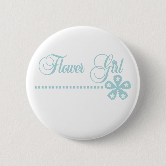 Flower Girl Teal Elegance 2 Inch Round Button (Front)