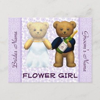 Flower Girl - Teddy Bears lilac Wedding Invite