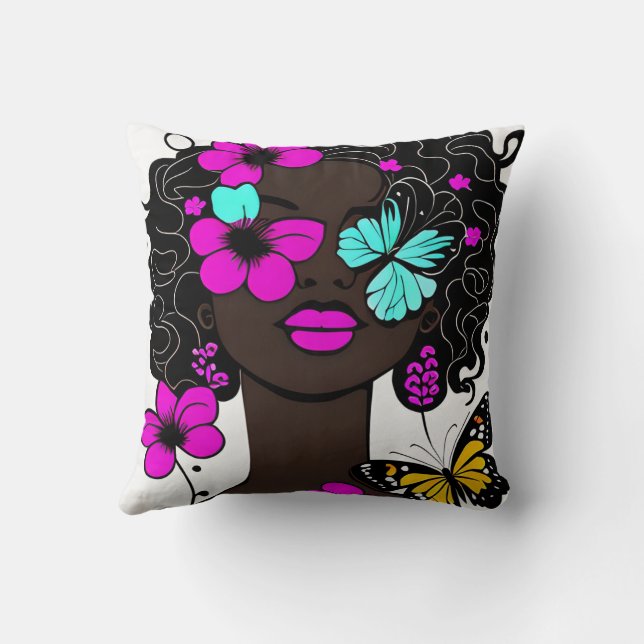 Flower Girl Throw Pillow (Back)