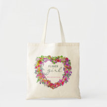 Flower Girl Trendy Script Watercolor Heart Wreath