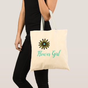 Flower Girl Turquoise Yellow Flower Tote Bag