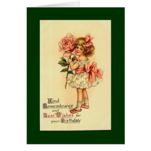 Flower girl vintage birthday card