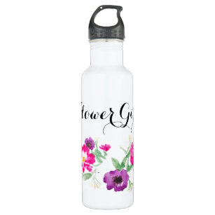Flower Girl Watercolor Flowers Water 710 Ml Water Bottle