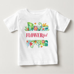 Flower Girl Watercolor Tropical Destination Weddin Baby T-Shirt