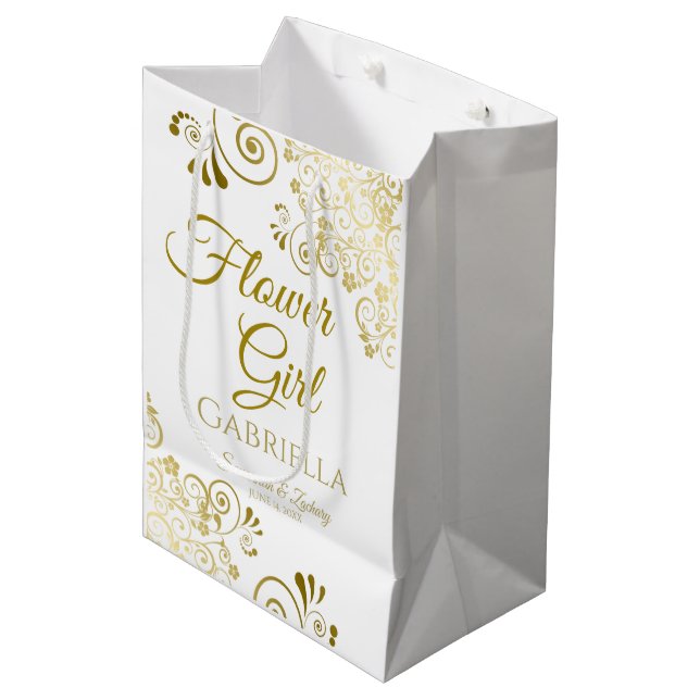 Flower Girl Wedding Gift Bag - Medium (Front Angled)
