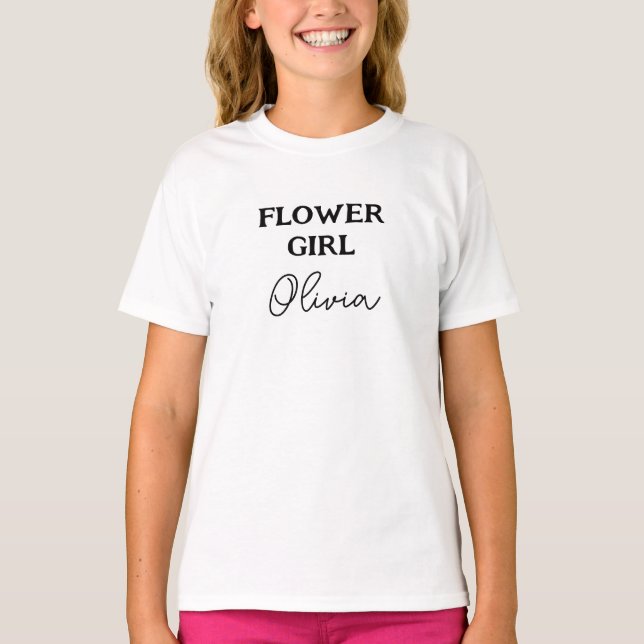 Flower Girl White Personalized T-Shirt (Front)