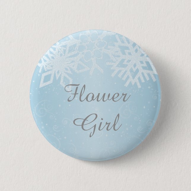 Flower Girl Winter Snowflakes 2 Inch Round Button (Front)