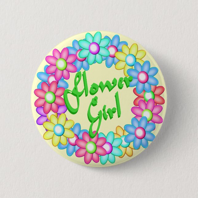 Flower Girl wreath 2 Inch Round Button (Front)