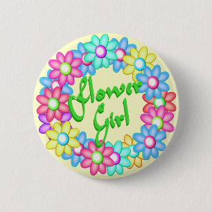 Flower Girl wreath 2 Inch Round Button
