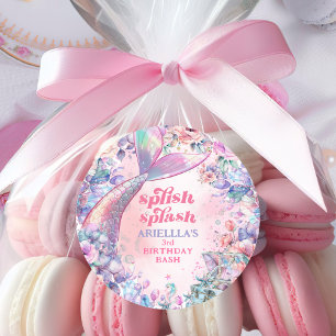 Flower Glitter Mermaid Tail 3rd Birthday Classic Round Sticker