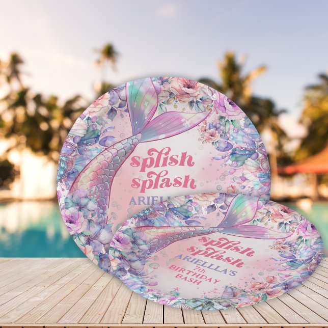 Flower Glitter Mermaid Tail 7th Birthday Paper Plate (Creator Uploaded)