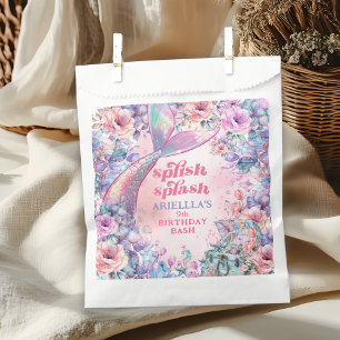 Flower Glitter Mermaid Tail 9th Birthday Favour Bag