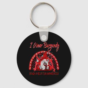 Flower Gnome Brain Aneurysm Awareness Keychain