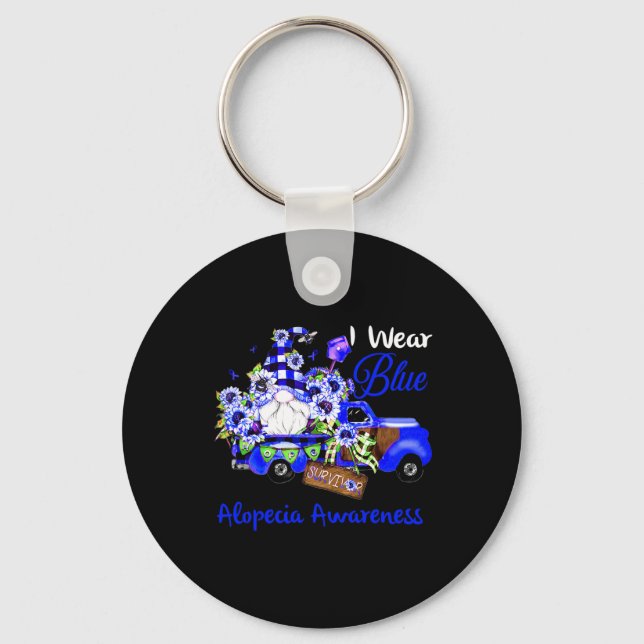 Flower Gnome Survivor Alopecia Awareness  Keychain (Front)