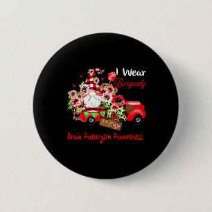 Flower Gnome Survivor Brain Aneurysm Awareness 2 Inch Round Button