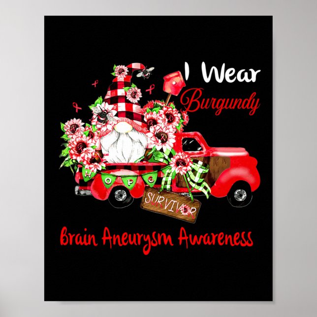 Flower Gnome Survivor Brain Aneurysm Awareness  Poster (Front)
