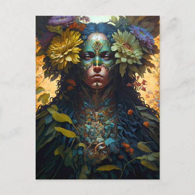 Flower Goddess Fantasy Art Postcard (Front)