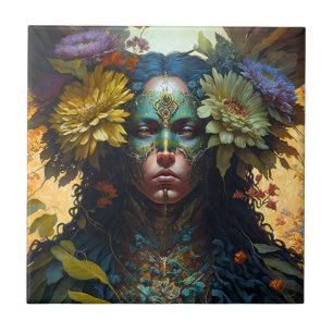 Flower Goddess Fantasy Art Tile