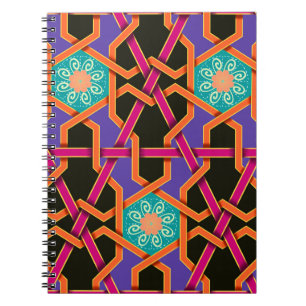 Flower green orange and purple Geometric ethnic na Notebook