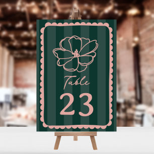 Flower Green Stripe Wedding Invitation