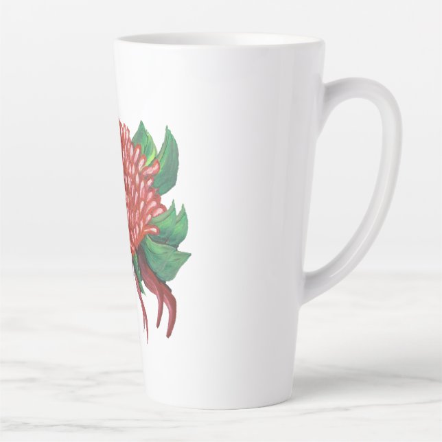 Flower Hand drawn Waratah Water Bottle Latte Mug (Right)