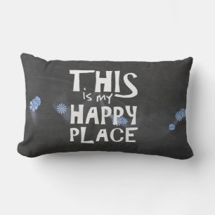 Flower Happiness on chalkboard Lumbar Pillow