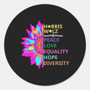Flower Harris Wheimer 2024 Peace Love Equality Hop Classic Round Sticker