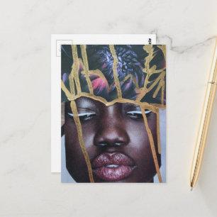 Flower Hat Beautiful Lady Mixed Media collage art Postcard