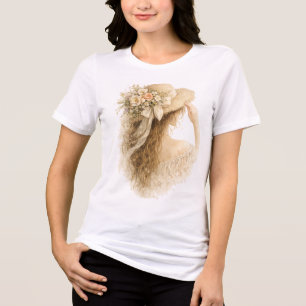 Flower Hat Lady Tri-Blend Shirt